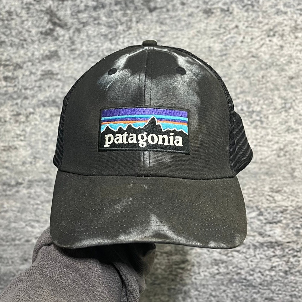 Patagonia Trucker Hat Snap Back Mesh Black Gorp Ourdoor Distressed Adjustable